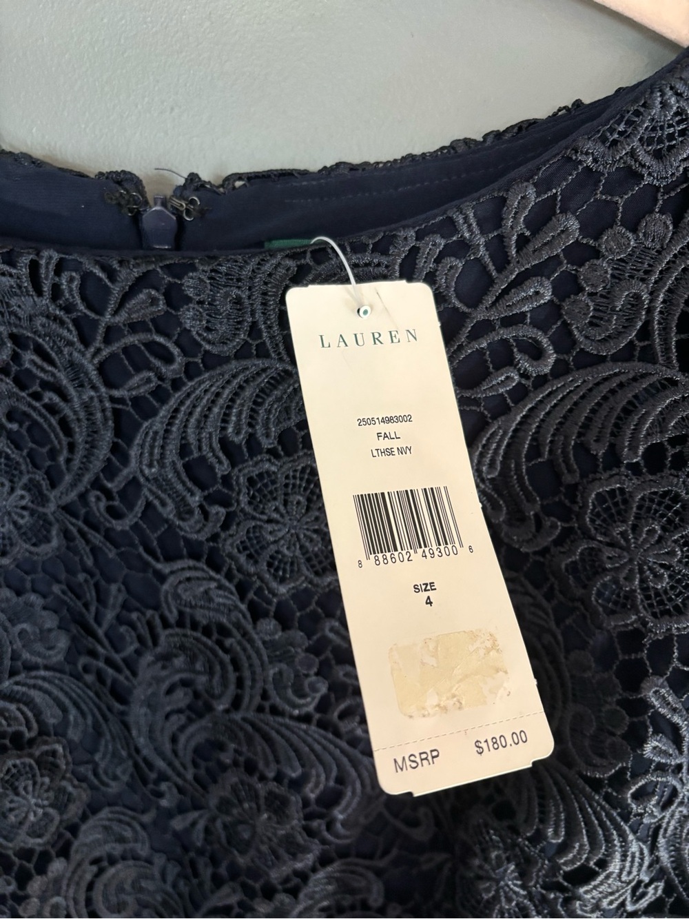 Ralph Lauren Navy Lace Sheath Dress Size 4 - Picture 4 of 6